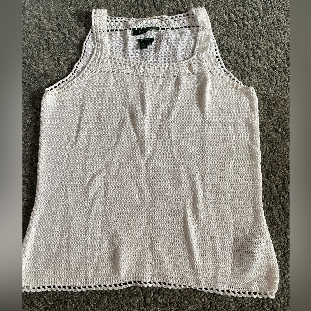 Ralph Lauren  Crochet Macrame Boho Beach Chic Glam Cami Tank Casual Blouse